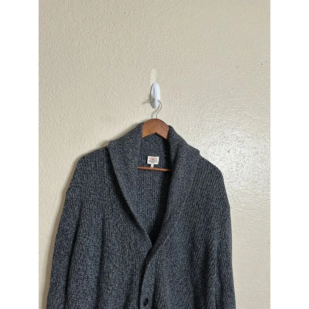 Faherty Marled Cotton Cashmere Shawl Collar Cardigan Mens XXL
